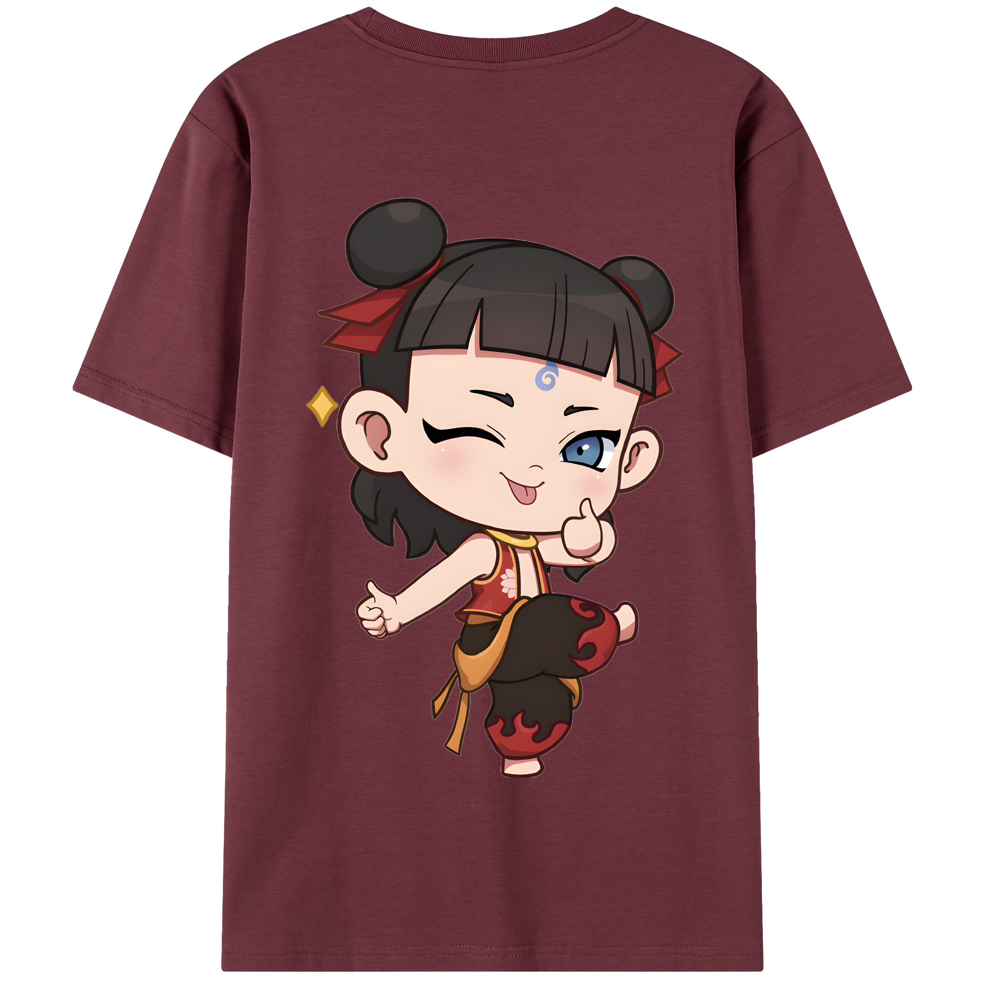（画像用） Ne Zha 2 ナタ 魔童の大暴れ 綿100％半袖Tシャツ（背面プリント）